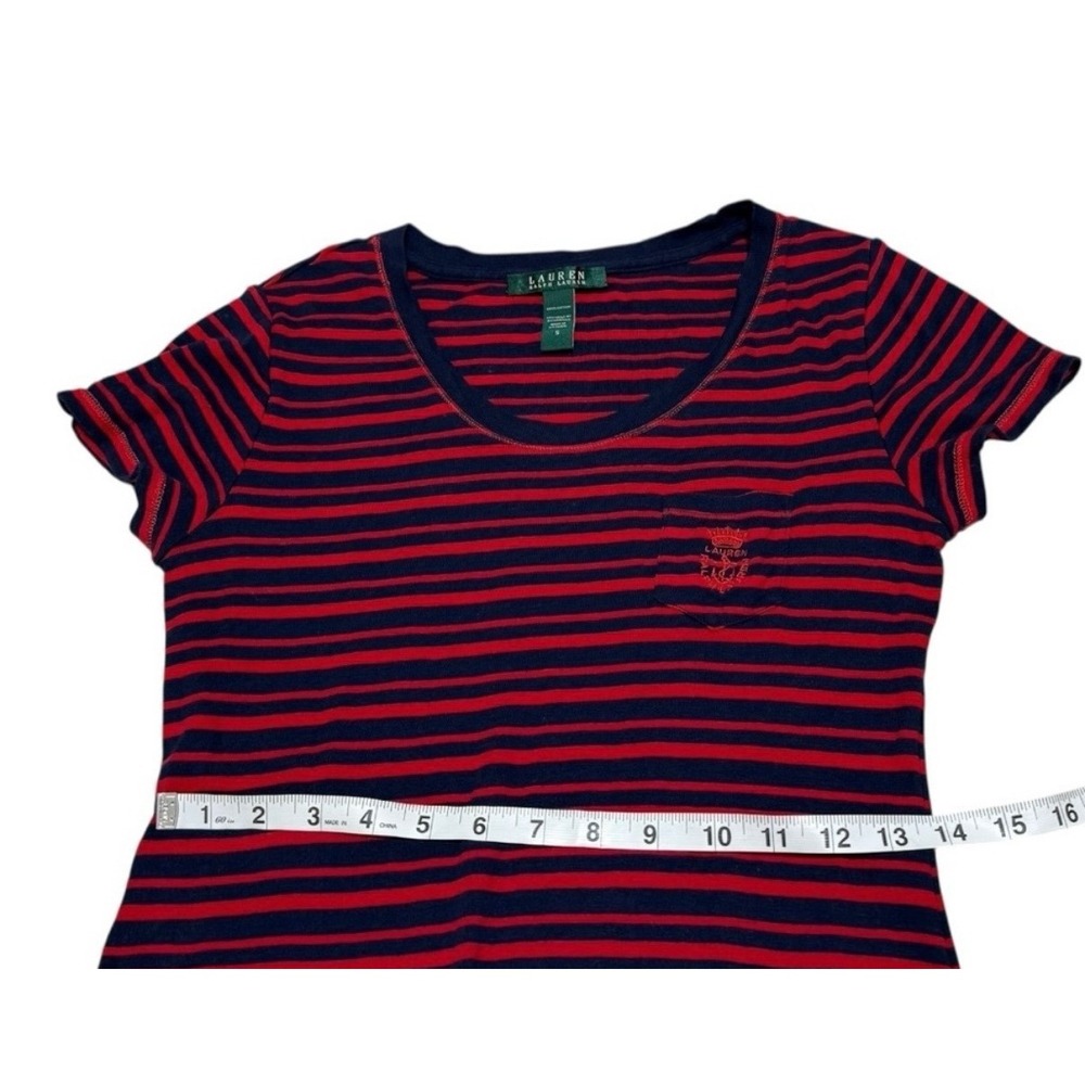 Lauren Ralph Lauren Women's Striped Maxi Dress Size Small Navy Red 100% Cotton - Picture 9 of 12